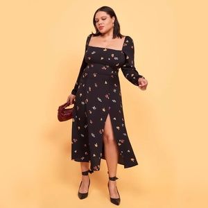 Reformation Black Sigmund Dress in Fruit Salad Print Size 14